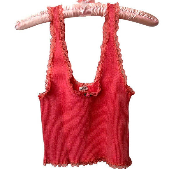 NWOT Peachy Pink Ribbed Crop Tank - Picture 2 of 9